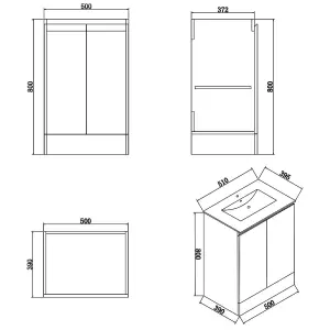 Aquarius Halite Waterproof Grey 500mm Vanity Unit and 1TH Basin