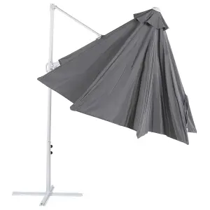 Cantilever Garden Parasol 2.95 m Dark Grey and White SAVONA II