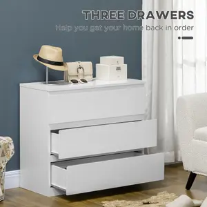 HOMCOM Chest of Drawers, 3 Drawer Storage Cabinet Unit for Bedroom, White