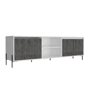 White Dallas ultra wide TV rack with 4 doors