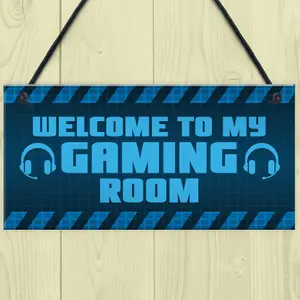 Welcome To My Gaming Room Sign Boys Bedroom Man Cave Sign Christmas Gamer Gift