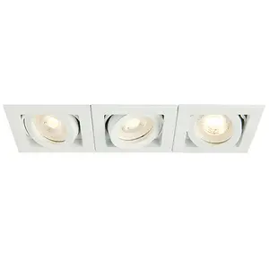 Triple Square Adjustable Head Ceiling Spotlight White GU10 50W Box Downlight