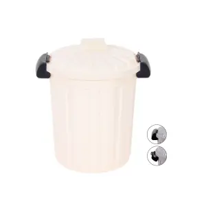 Cream Clip Top Storage Bin 25L Medium Waste Paper Bin Toy Storage Pet Food Tub