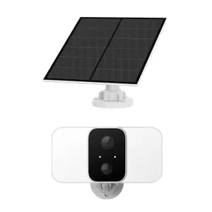 Smart Wireless Twin Floodlight Camera with Solar Panel, Energy Saving Outdoor Motion Sensor Security Flood Light