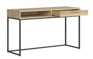 Industrial Console Dressing Table 1 Drawer Metal & Oak Effect Rustic Loft Gamla