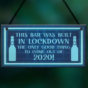 Lockdown Bar Sign Built 2020 Home Bar Pub Garden Shed Man Cave Door Sign Funny