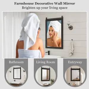 Costway Wall Mounted Mirror Vanity Make Up Farmhouse Wall Mirror Rectangle Decorative Mirror