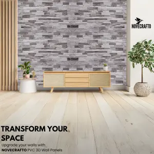 3D Wall Panels with Adhesive Included - Pack of 6 Sheets Covering 29.61 sqft /2.75 sqm -Decorative Natural Grey Stone Slate Design