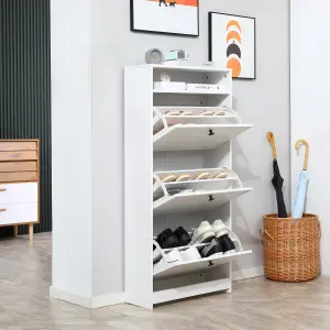 HOMCOM Shoe Storage Cabinet Footwear Organiser Space-saving w/ 3 Drawers -White