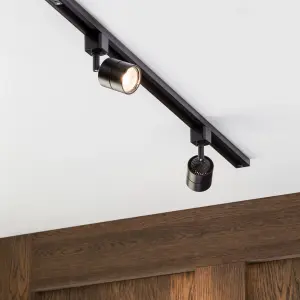 Litecraft Soho Black 2 Head 1m Straight Kitchen Ceiling Light with LED Bulbs