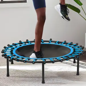 40 Inch Black Blue Round Garden Trampoline Fitness Trampoline for Kids and Adults