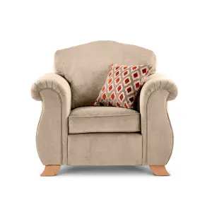 Fairhurst Soft Textured Scroll Arm Mink Fabric Armchair