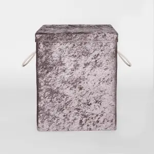 Laundry Bag Crushed Velvet Foldable Compact Clothing Storage Basket