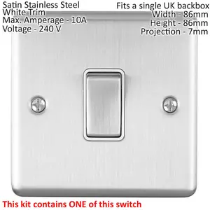 SATIN STEEL Bedroom Socket & Switch Set- 1x Light Switch & 2x UK Power Sockets