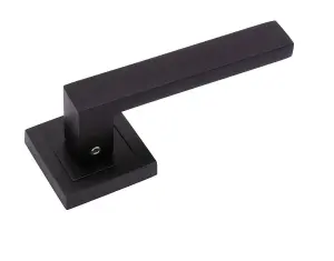 Golden Grace 1 Pair of Delta Door Handles On Square Rose in Stunning Matte Black Finish Complete with Fixing Screws