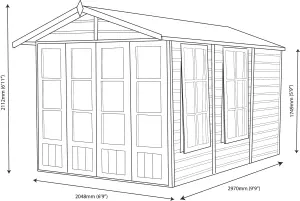 Shire Kensington 7x10 ft & 2 windows Apex Wooden Summer house - Assembly service included