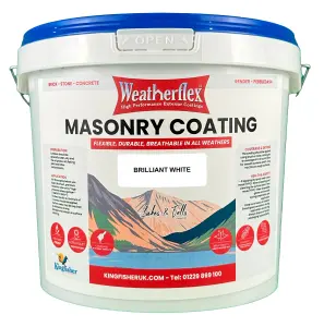 Weatherflex Smooth Premium Masonry Paint - 5L - Brilliant White -  For Brick, Stone, Concrete Block, Concrete, Render