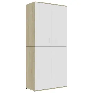 Berkfield Shoe Cabinet White and Sonoma Oak 80x39x178 cm Engineered Wood