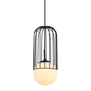 Luminosa Modern Hanging Pendant Black 1 Light  with Black, White Shade, E27