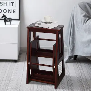 Costway 3 Tier Wood Step Stool Indoor Folding Step Ladder