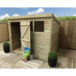 8 x 6 Pressure Treated T&G Pent Wooden Bike Store / Wooden Garden Shed + 2 Windows + Single Door (8' x 6' / 8ft x 6ft) (8x6)