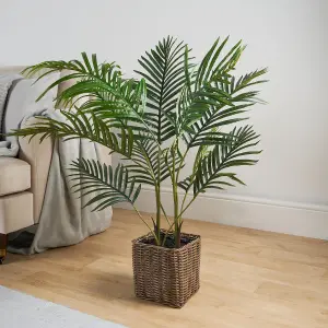 Palm Leaf Tree in Basket Artificial Plant Natural Style New Home Decorative Fake