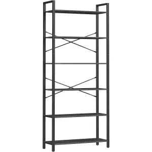 VASAGLE Tall Bookshelf, Shelving Unit, 6-Tier Bookcase, Free-Standing Shelf Unit, Shelving Rack, Ebony Black and Ink Black