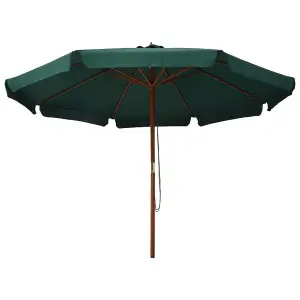 Berkfield Outdoor Parasol with Wooden Pole 330 cm Green