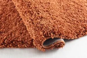 Serdim Rugs Plain Living Room Shaggy Area Rugs Terracotta 80x150 cm