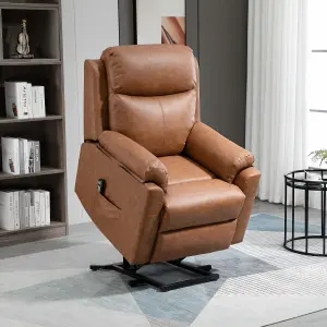 HOMCOM Power Lift Chair Electric Riser Recliner with Remote Control, Brown