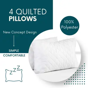 Pack of 4 Quilted Pillows, Bounce Back, Anti-Allergy with Extra Fill