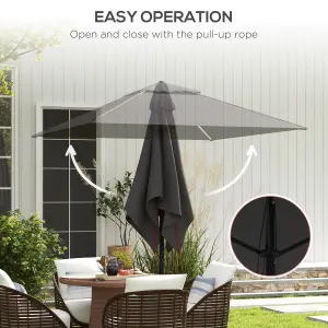 Outsunny Sun Parasol with Vent, Table Umbrella for Patio, Garden, Pool, Grey