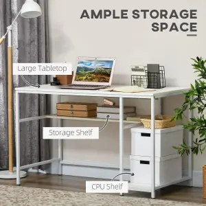 HOMCOM Home Office Computer Writing Desk Study Workstation w/ Storage, White