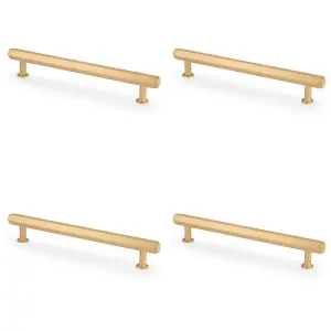 4 PACK - Industrial Hex T Bar Pull Handle - Satin Brass 160mm Centres Kitchen Cabinet