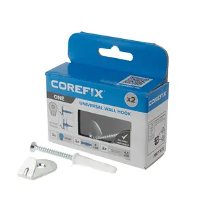 Corefix One Wall Hook. Nickel Finish. 2pk with universal fixings