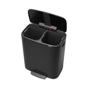 Brabantia Bo 30 Litre + 30 Litre Pedal Bin with Two Inner Buckets Matt Black