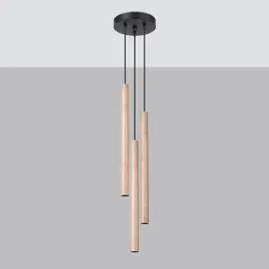 Pastelo Steel/Wood Wood 3 Lights Modern Pendant Ceiling Light