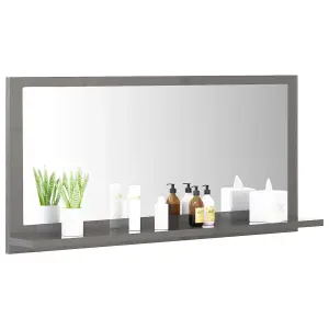 Berkfield Bathroom Mirror High Gloss Grey 80x10.5x37 cm Engineered Wood