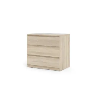 Esla Matt oak effect 3 Drawer Chest of drawers (H)700mm (W)770mm (D)500mm