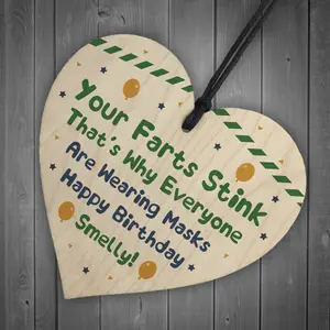 Funny Birthday Gift For Him Her Wooden Heart Lockdown Quaratine Birthday Gift