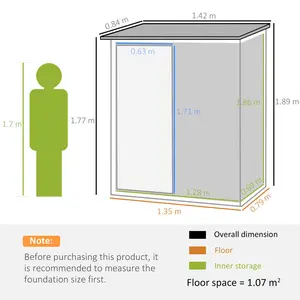 4.7ft. W x 2.8ft. D Flat Garden Shed Green