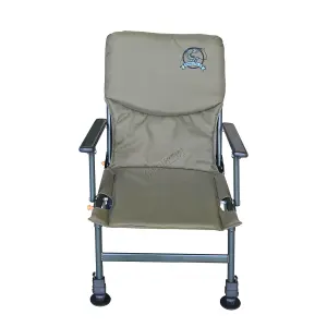 Carpzilla Outdoor Portable Folding Carp Fishing Chair Camping Heavy Duty 4 Adjustable Legs Dark Green FC-053