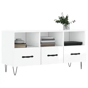 Berkfield TV Cabinet High Gloss White 102x36x50 cm Engineered Wood