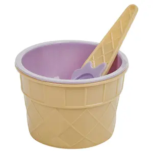 URBNLIVING 10cm Width 16 Pcs Ice Cream Set Kids Party 8 Bowls & Spoons Multicolour Dessert Cups Scoops