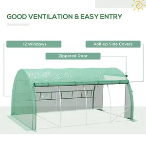 Outsunny 4 x 3 x 2 m Polytunnel Greenhouse Pollytunnel Tent Steel Frame Green