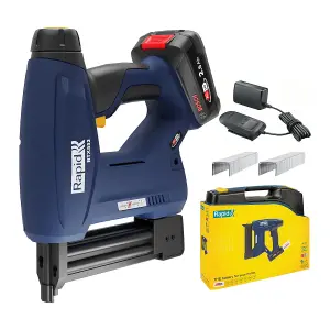 Rapid Power Tools BTX553 18V P4A Battery-Powered Staple Gun Kit Cordless Upholstery & Craft Stapler Inc Battery Charger & Case