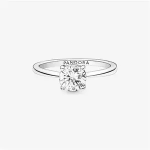 Pandora Sparkling Solitaire Ring - Sterling Silver / Cubic Zirconia - Sz. 48