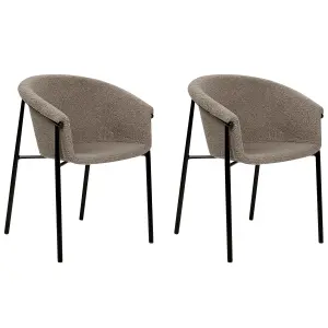 Set of 2 Dining Chairs AMES Boucle Taupe