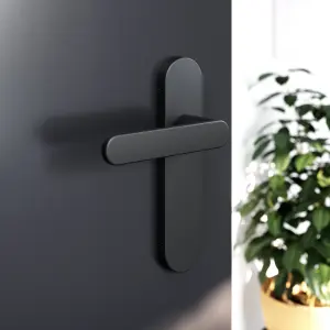 GoodHome Minzh Jet Black Arch Latch Door handle (L)120mm (D)53mm, Pair