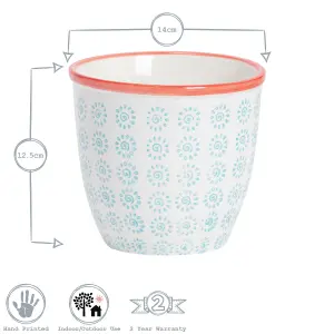 Nicola Spring - Hand-Printed Plant Pots - 14cm - Pack of 3